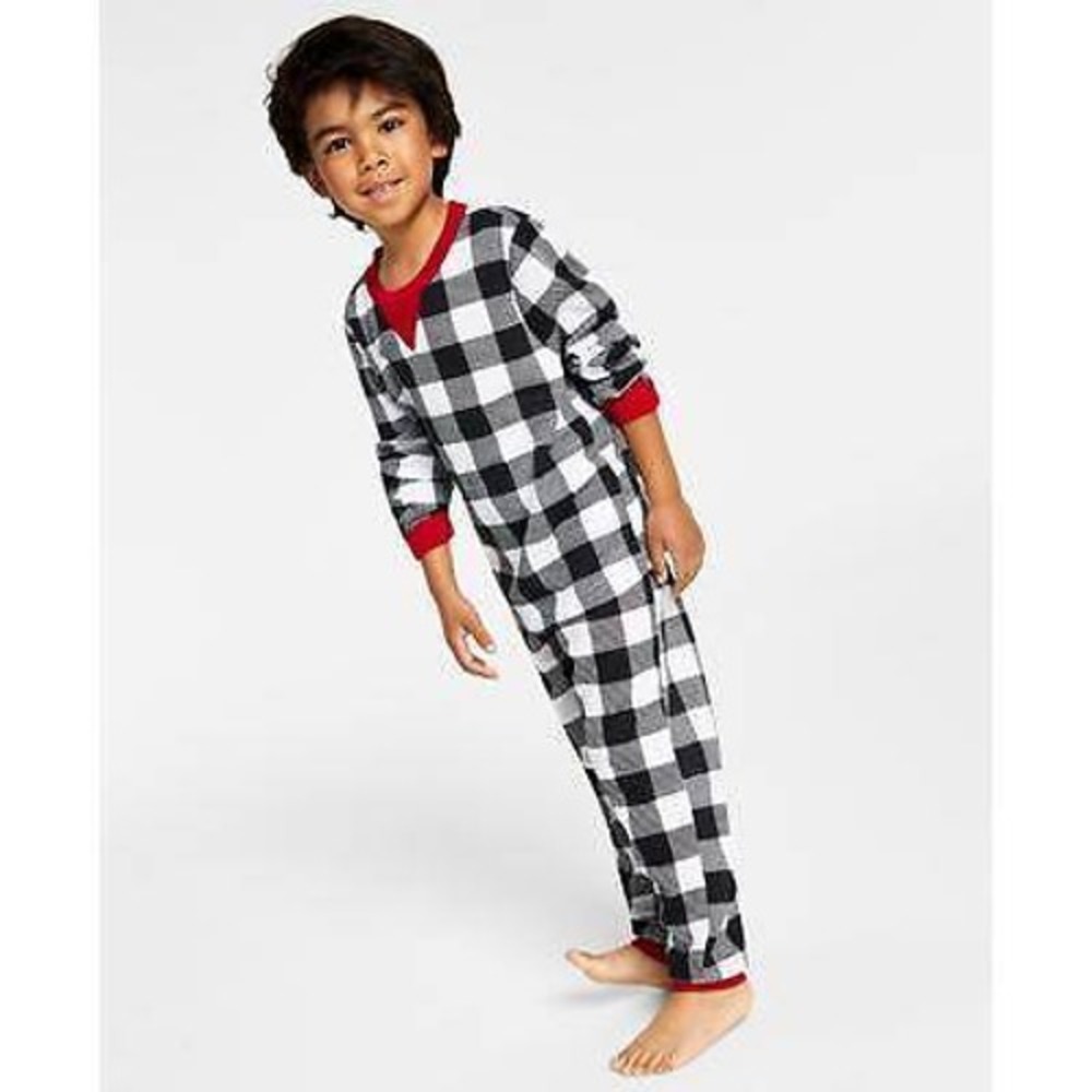 Hanna Andersson Kids Organic Cotton Pajama Set Buffalo Check Black White Red 8